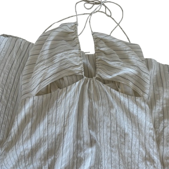 REBECCA TAYLOR | NWT Rumpled Stripe Halter Maxi Dress | White 14 - Picture 8 of 15